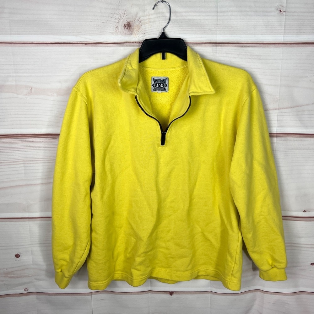 Bomb‎ Boogie Sweatshirt Adult L Yellow 1/4 Zip Pullover Long Sleeve Cotton Blend